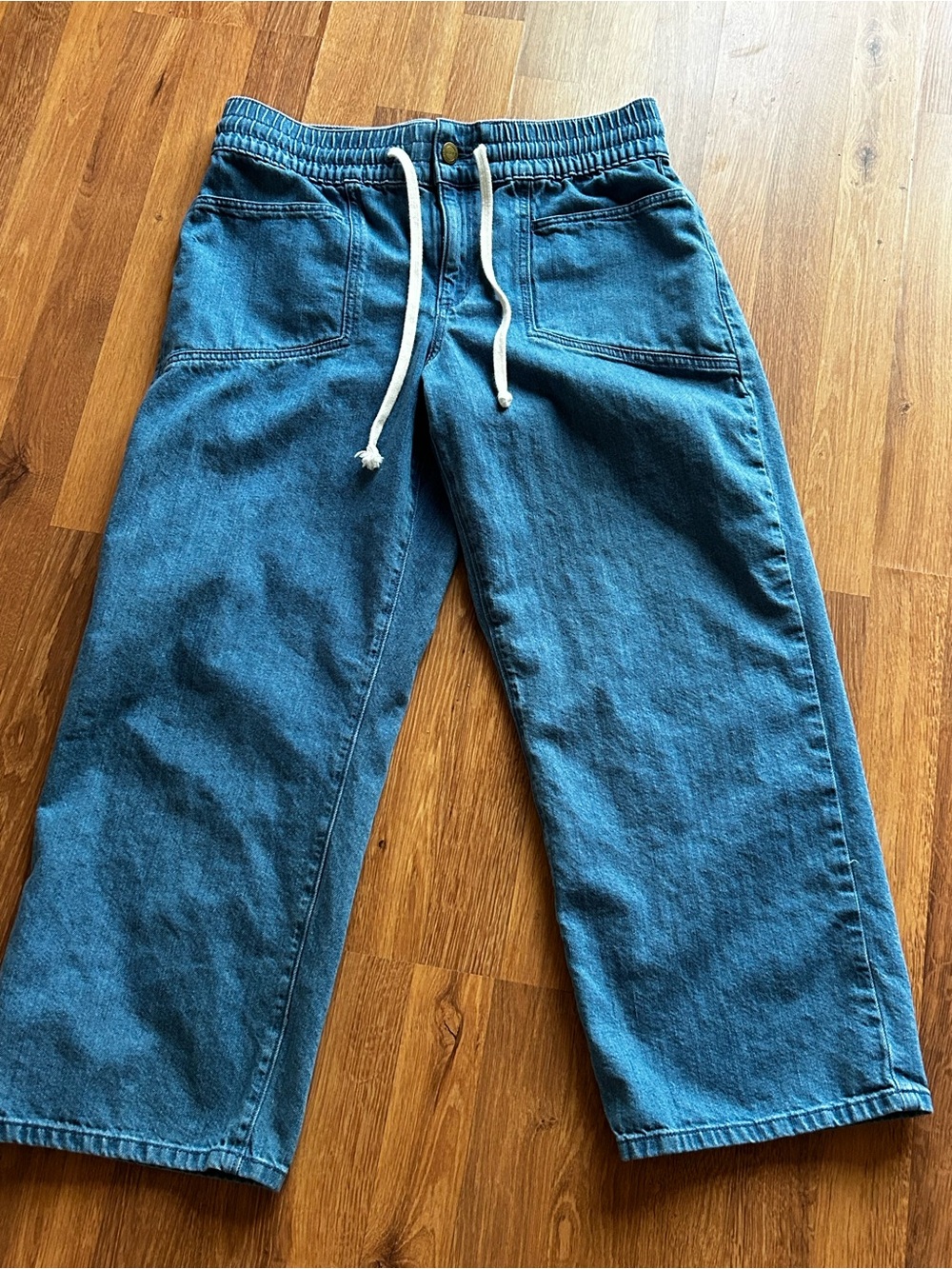 LOFT Outlet Drawstring Denim Pants - Picture 2 of 6